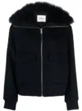 Yves Salomon fur-collar bomber jacket - Blue