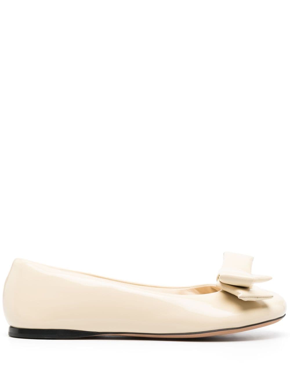LOEWE Puffy leather ballerina shoes Neutrals