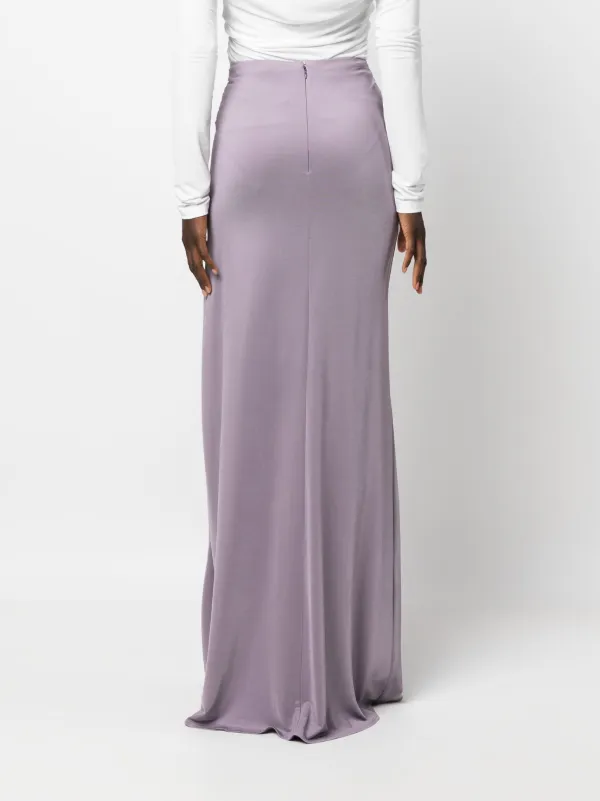 スカート ELISABETTA FRANCHI Women Skirts TUT4551E2DK3 Purple Elisabetta Franchi Logo Chain link-belt Long Skirt | Purple