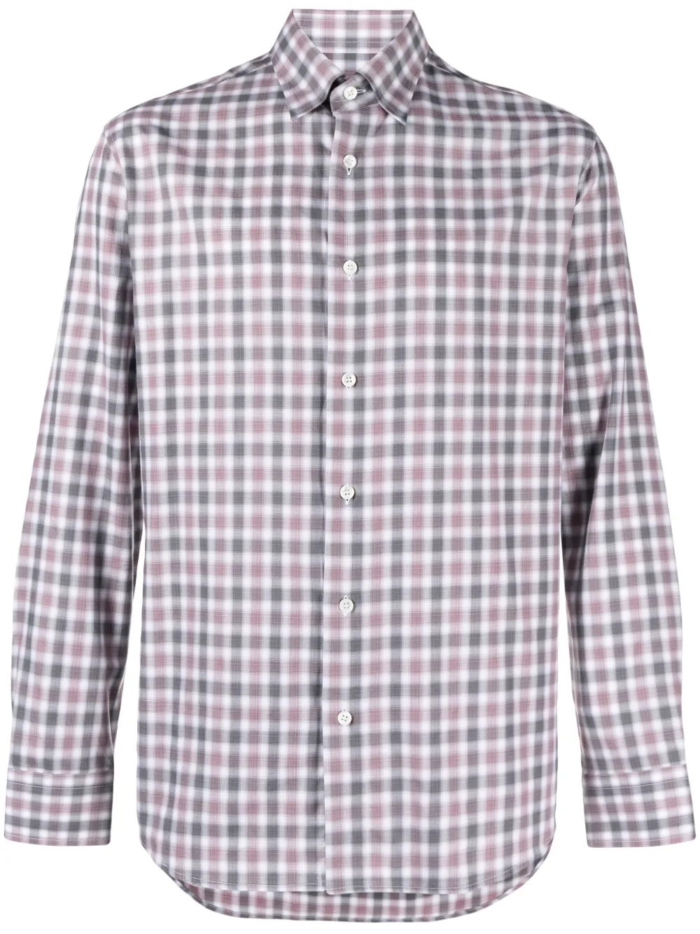 Brioni Checked Cotton Shirt In Red