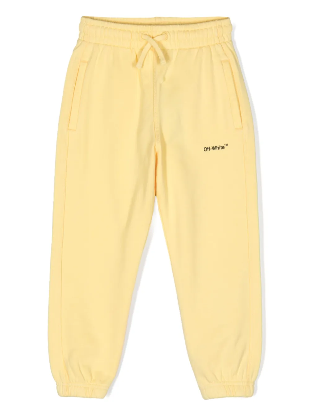 Off-white Kids' Logo-print Cotton Track Trousers In Yellow