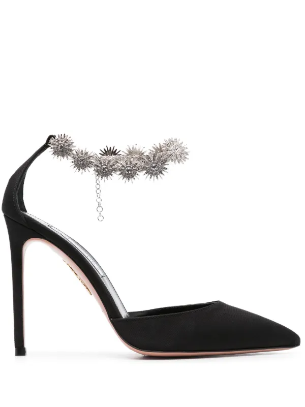 【関税&送料込】Aquazzura With Heel Black Aquazzura Black Satin Leather Pumps Designer Shoes Heels