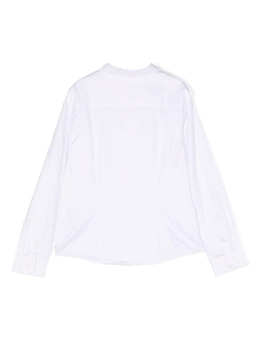 Shop Emporio Armani Logo-jacquard Cotton Shirt In White