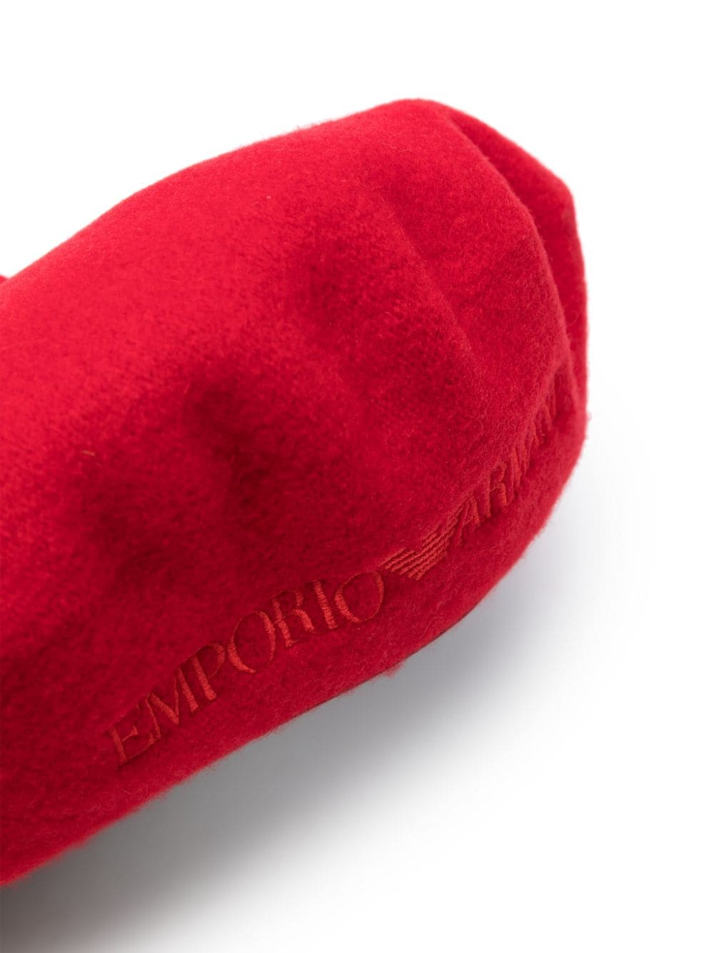 Emporio Armani logo-embroidered wool beret - Rood