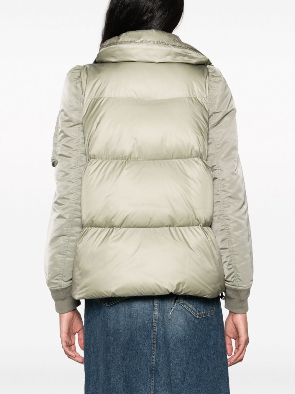 Shop Sacai High-neck Padded Jacket In Green