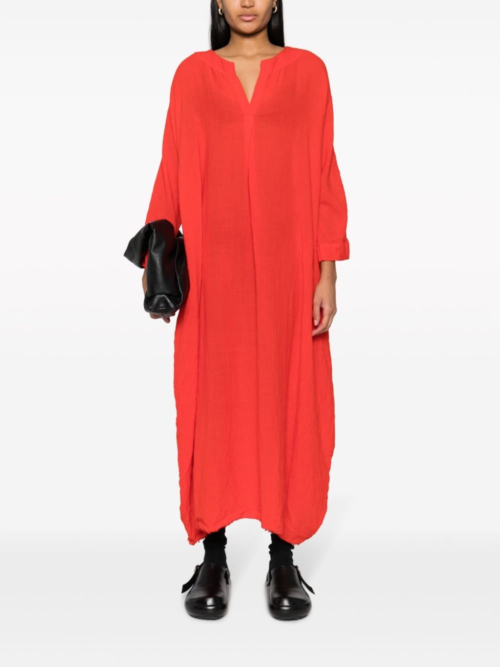 Daniela Gregis raw-edge V-neck shirtdress - Rood