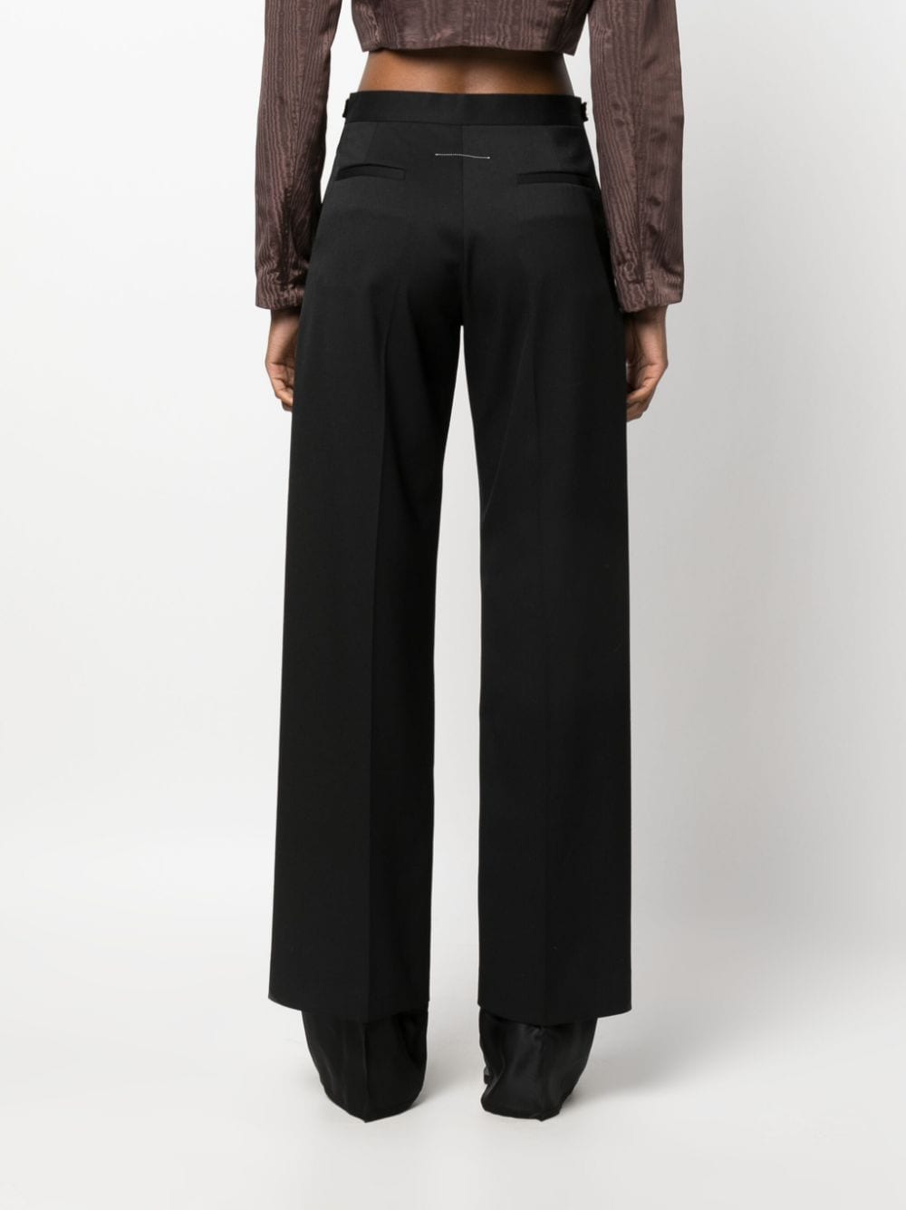 Shop Mm6 Maison Margiela High-waisted Flared Trousers In Black