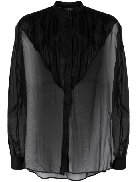 Del Core silk-organza band-collar blouse
