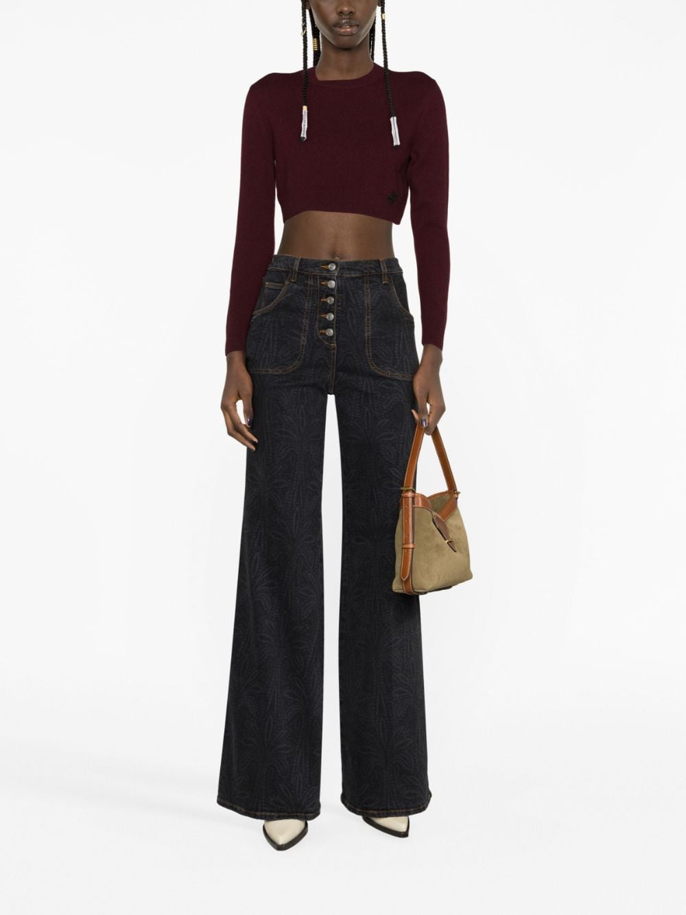 Shop Etro Buttoned Flared Jeans In Black