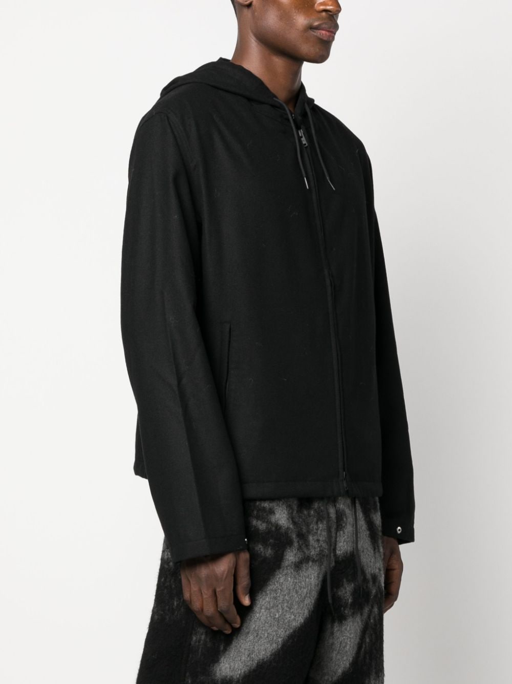 Shop Y-3 Logo-patch Flannel Hoodie In Black