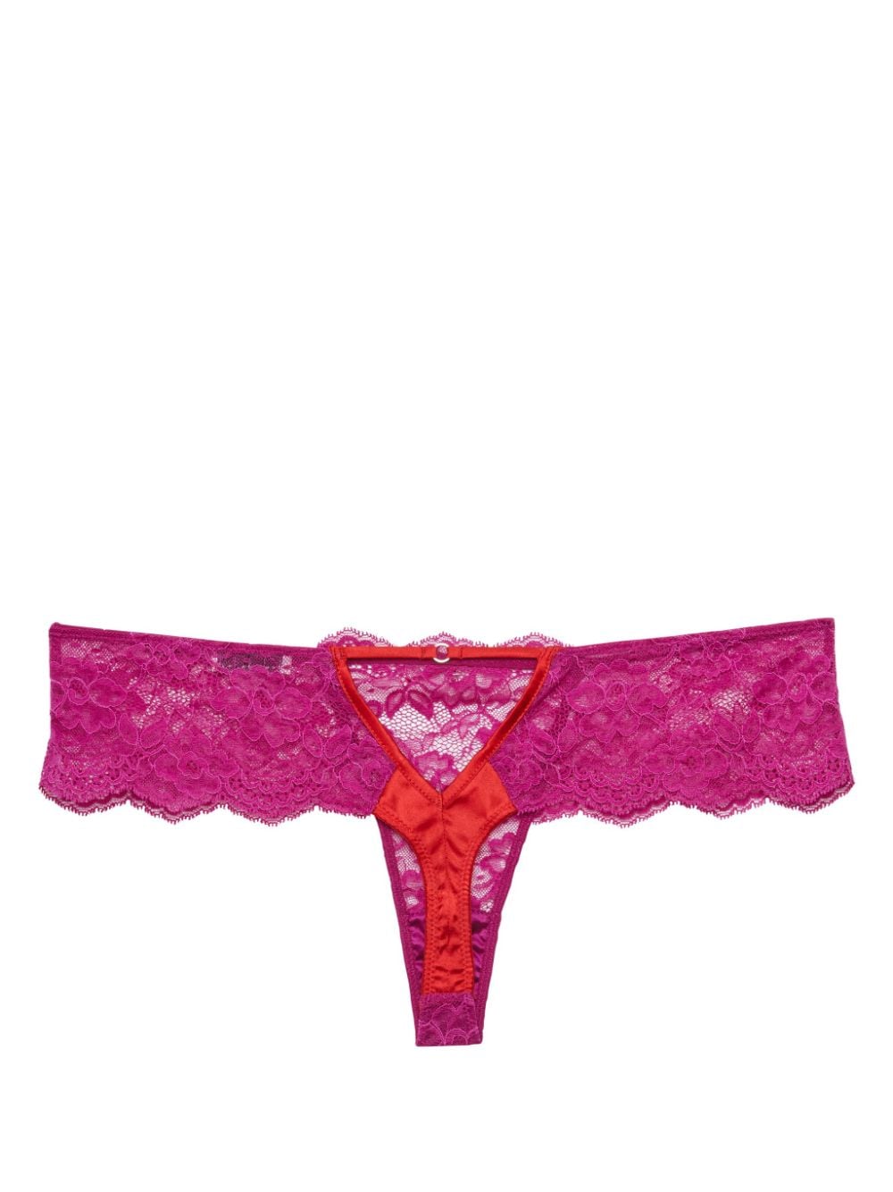Shop Fleur Du Mal Naomi Floral-lace Thong In Purple