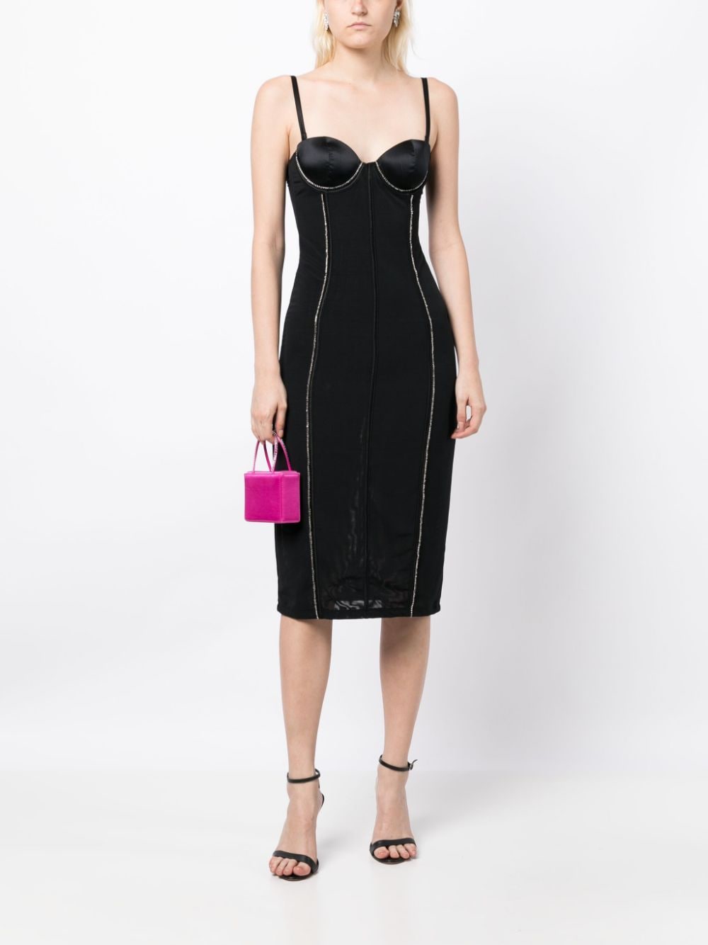Shop Fleur Du Mal Bustier-style Fitted Midi Dress In Black