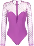 Fleur Du Mal Dotty plunge bodysuit - Purple