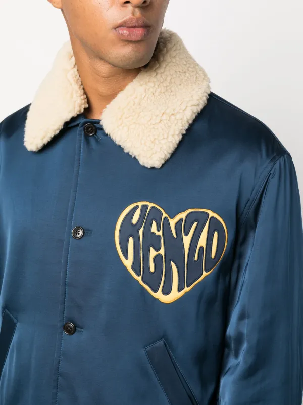 Kenzo heart-embroidery Shearling Collar Jacket - Farfetch