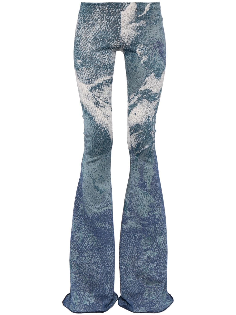 Roberto Cavalli Patterned-jacquard Glitter Flared Trousers In Blue