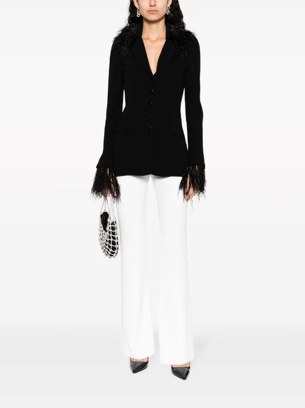 Alberta Ferretti goose-feather Trim button-up Jacket | Black