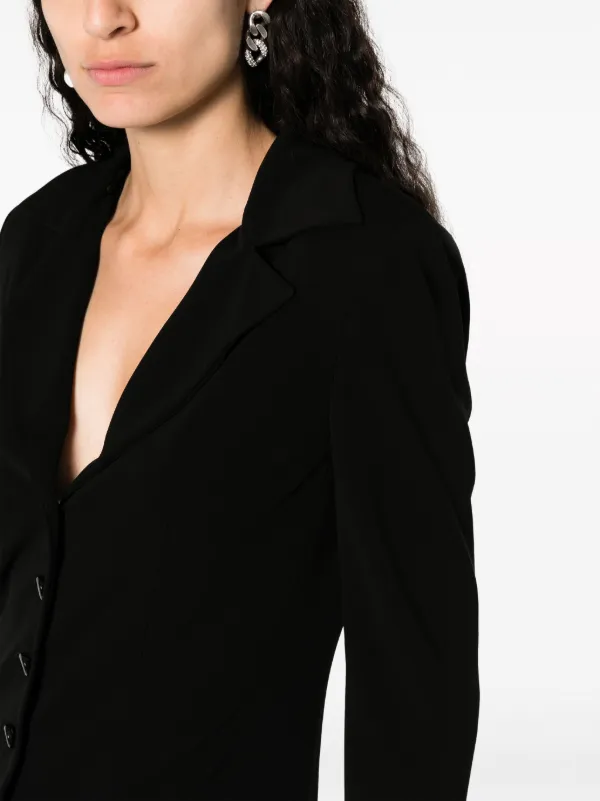 Alberta Ferretti goose-feather Trim button-up Jacket | Black