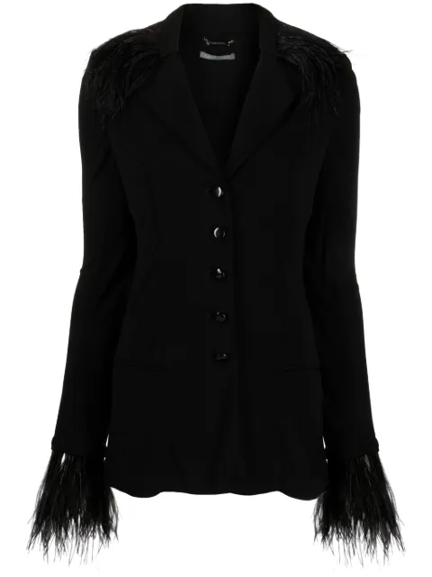 Alberta Ferretti goose-feather trim button-up jacket 