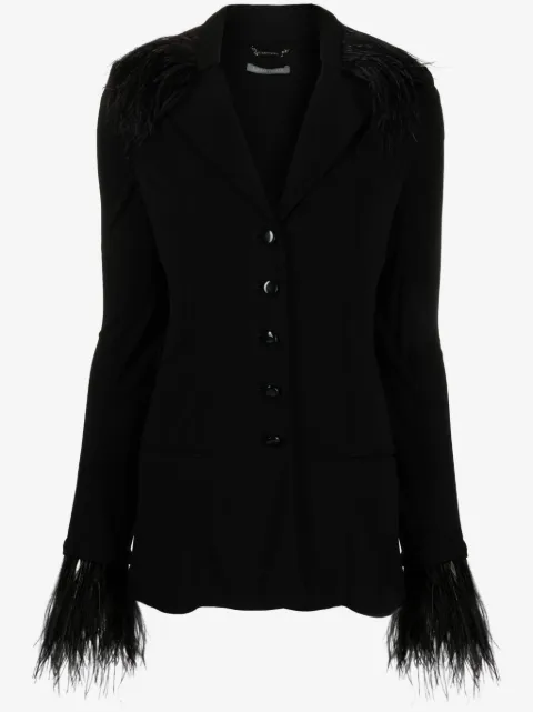 Alberta Ferretti goose-feather trim button-up jacket 