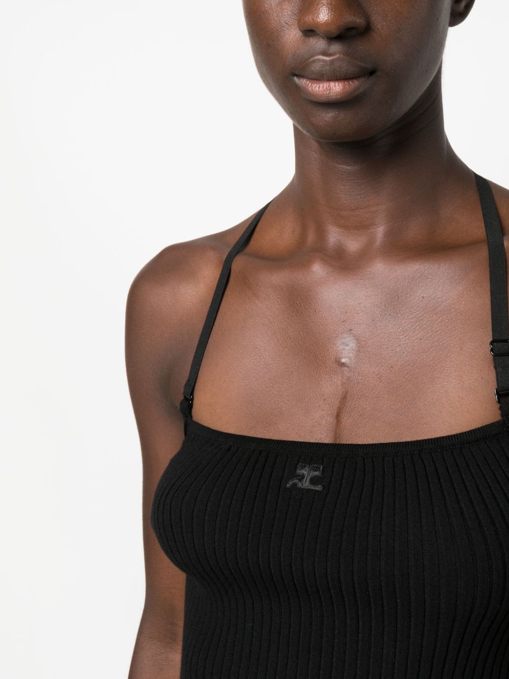 Shop Courrèges Logo-patch Ribbed Tank Top In Black