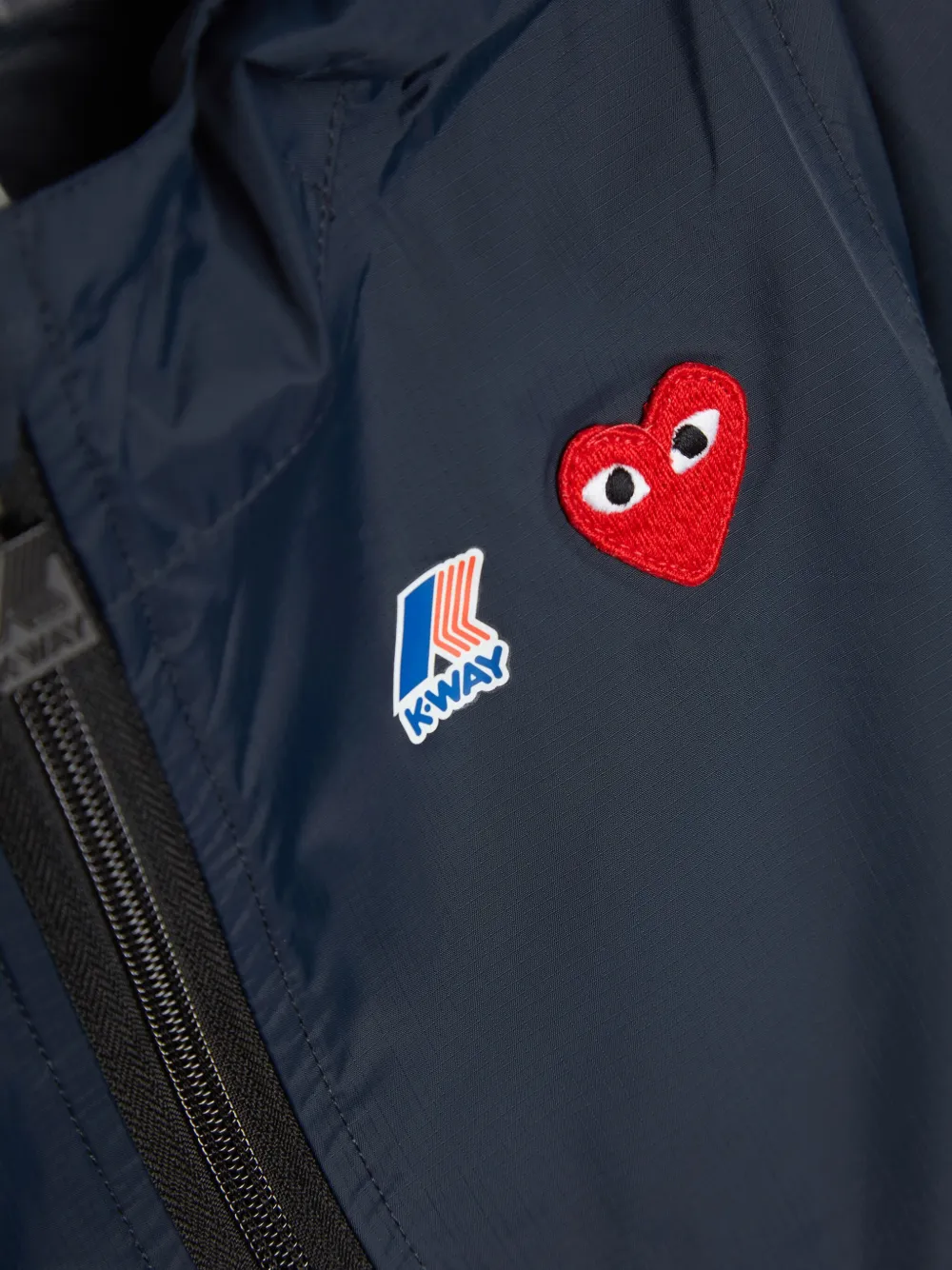 Comme Des Garçons Play x K-Way regenjack met logo-applicatie Blauw