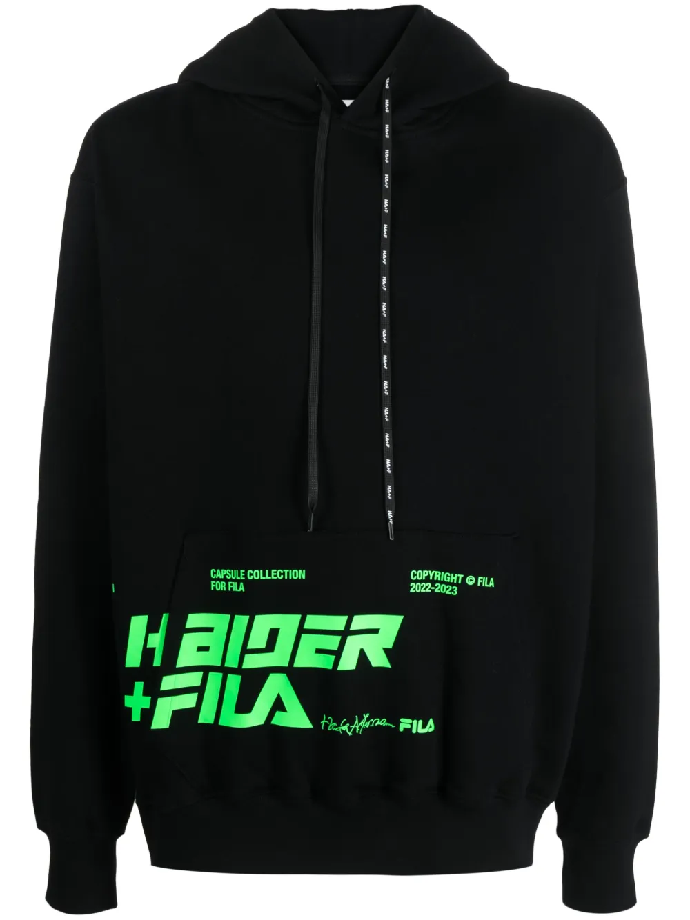 Haider Ackermann x Fila logo print Cotton Hoodie Farfetch