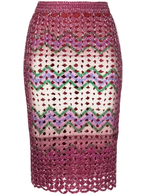 PONDER.ER  graphic-print crochet-knit midi skirt