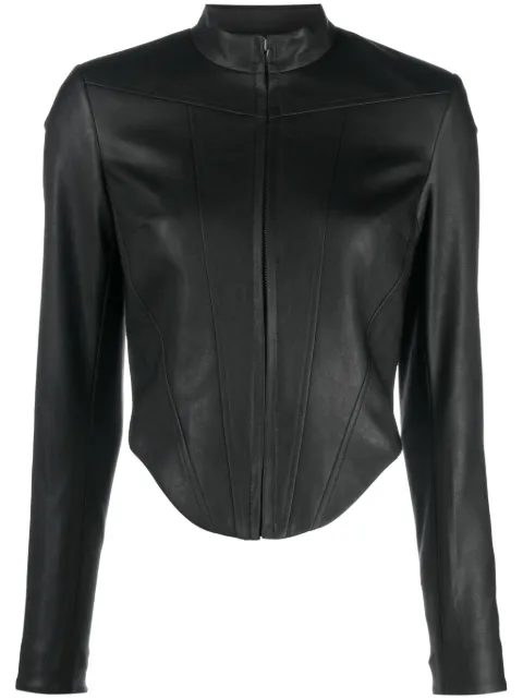 MISBHV corset faux-leather biker jacket