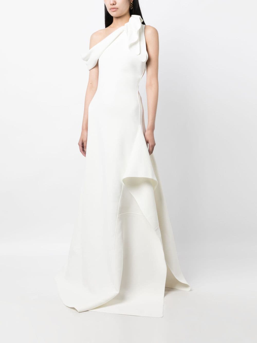 Shop Maticevski Asymmetric Off-shoulder Gown In White