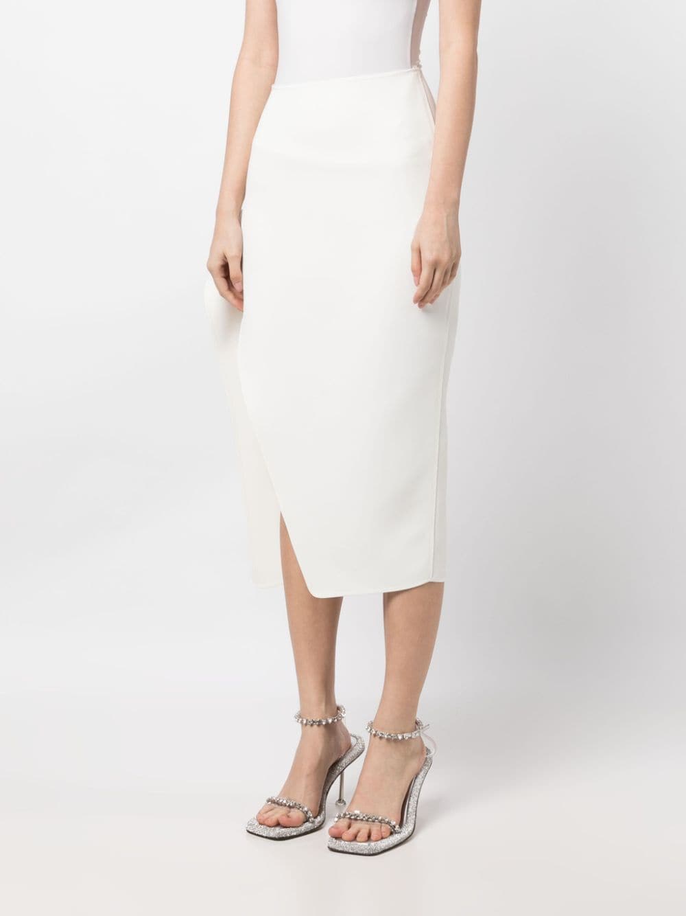 Shop Maticevski High-waisted Side-slit Midi Skirt In White