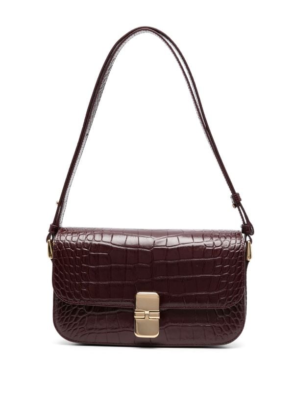 Crocodile Embossed Leather Bag