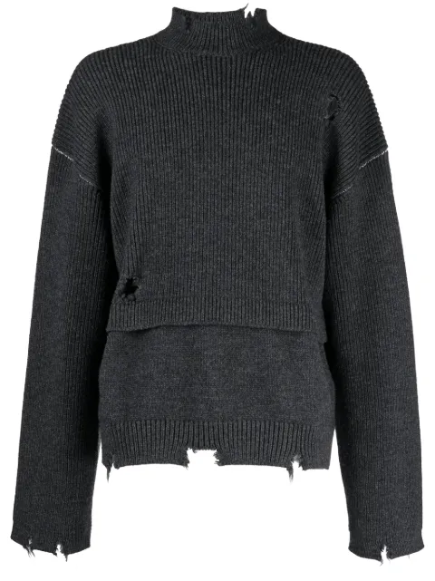 AMBUSH distressed-knit virgin-wool jumper