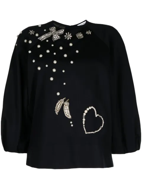 Dice Kayek appliqué-detail crew-neck blouse