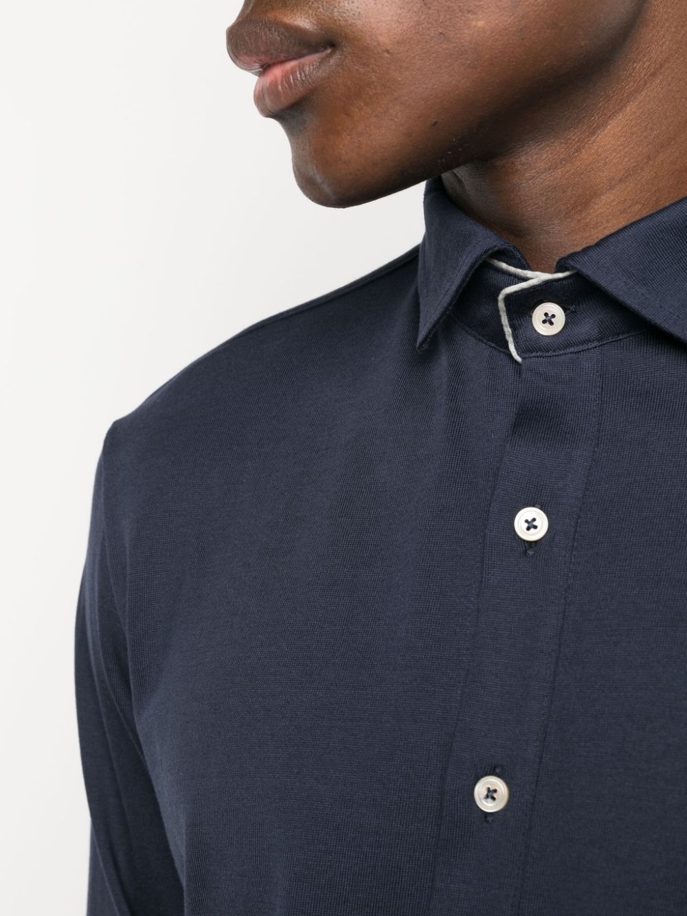 Shop Eleventy Contrasting-trim Cotton Shirt In Blue