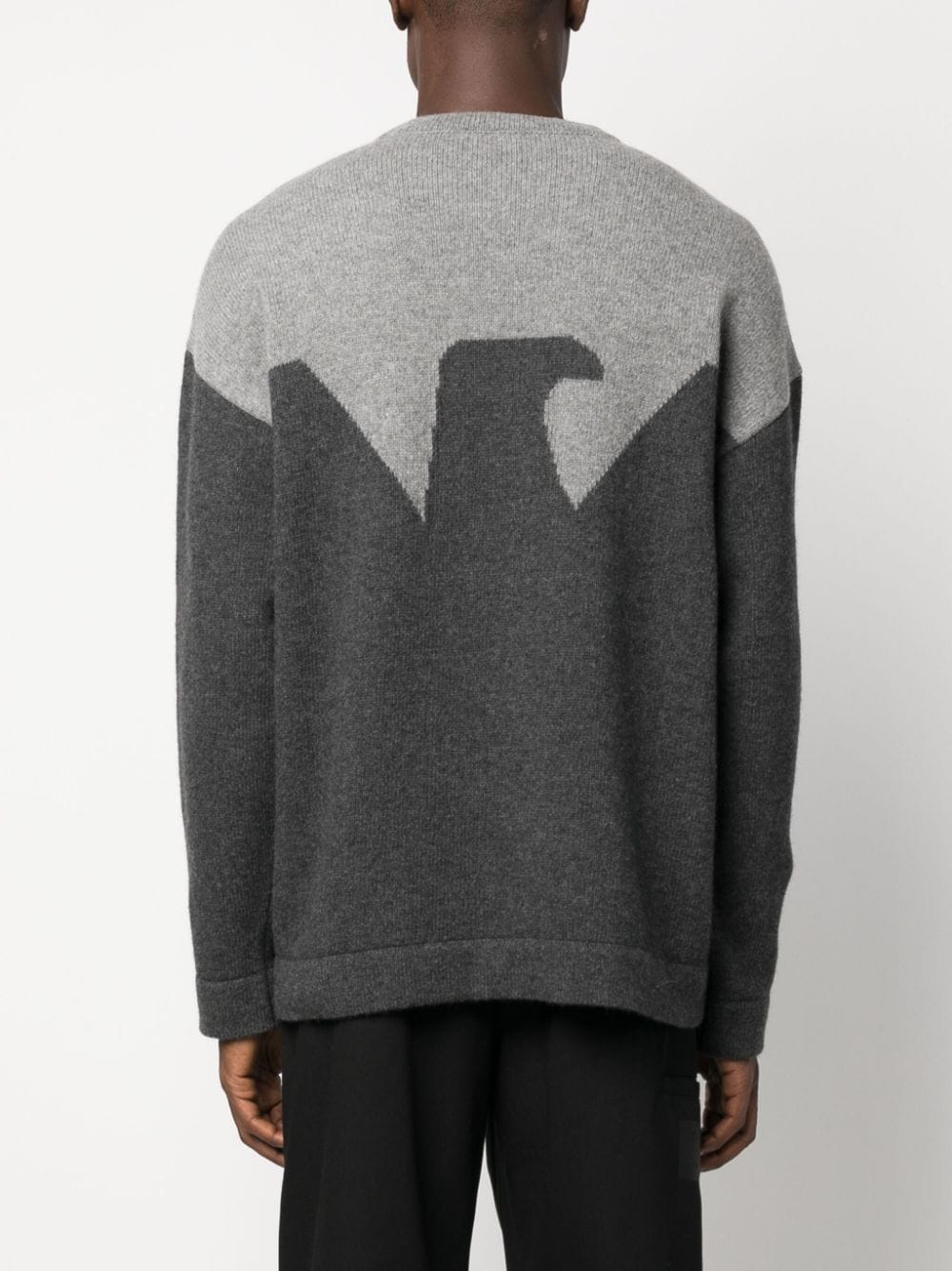 Shop Emporio Armani Two-tone Knit Jumper In Grey