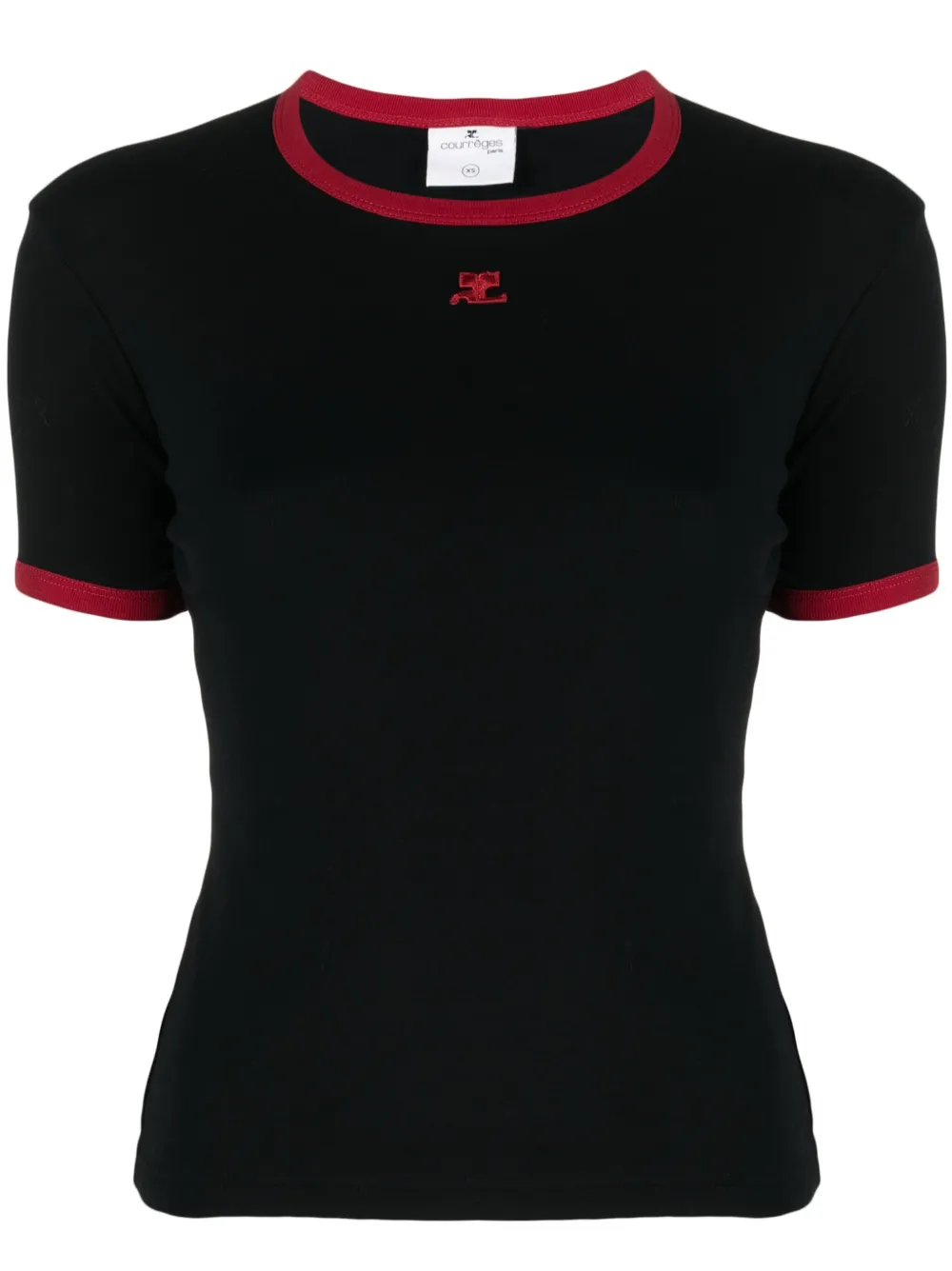 Courrèges Contrast T Shirt In Schwarz