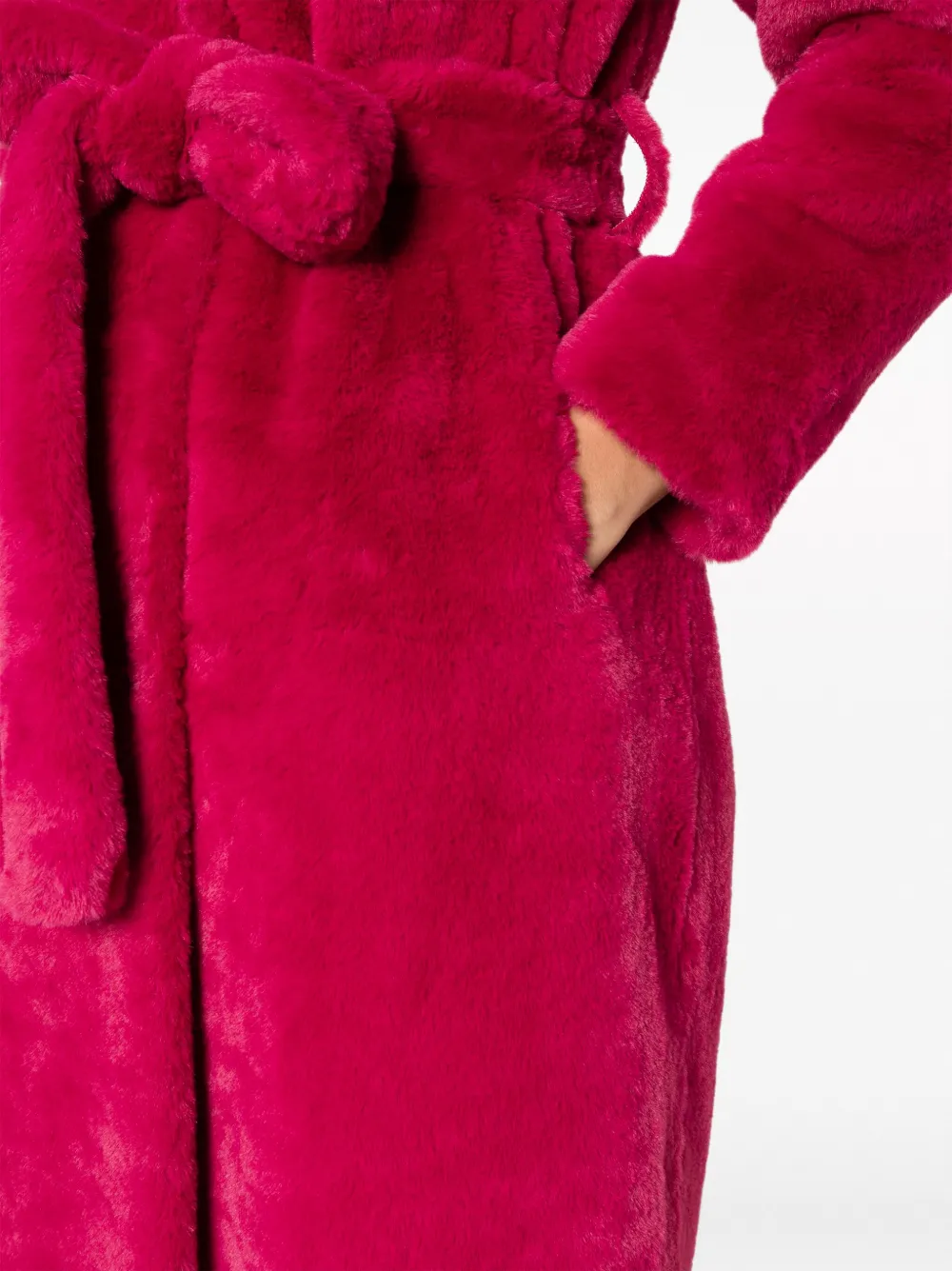 Herno Notched-collar Faux-shearling Coat In Pink