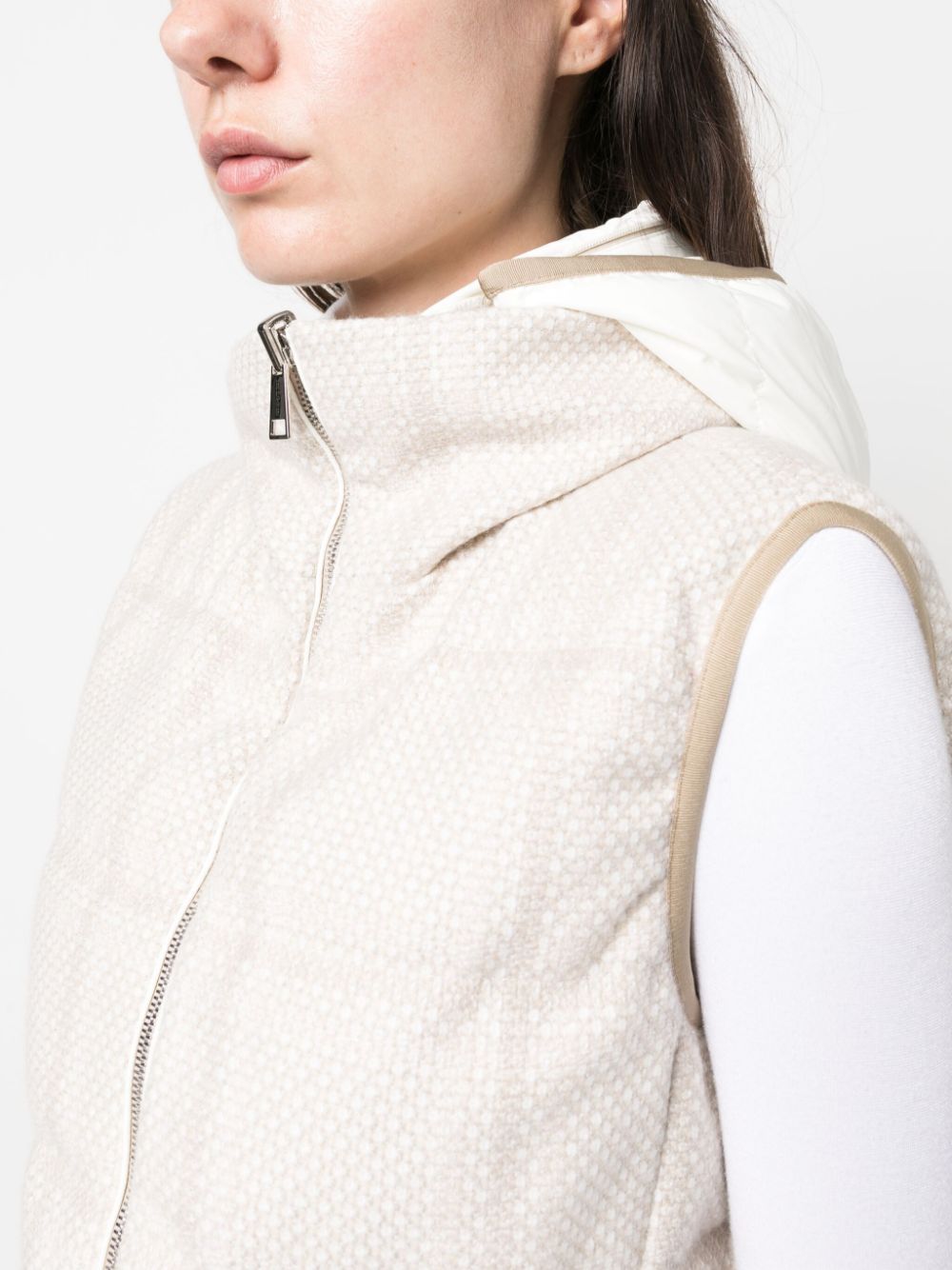 Shop Kiton Hooded Padded Gilet In Nude
