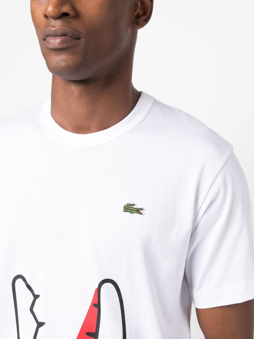 Comme Des Garçons Shirt x Lacoste T-shirt met logoprint Wit