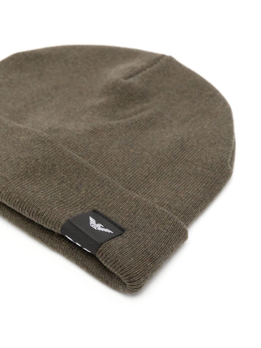 Emporio Armani logo-patch knitted beanie - Groen