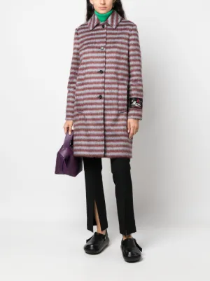 マルニ MARNI レザー切替 ウール混 フード ダウンコート ネイビー MARNI(マルニ) ダウンジャケット・コート(レディース) - 海外