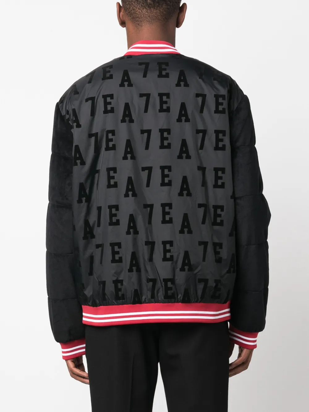 Shop Ea7 Monogram-pattern Bomber Jacket In Black