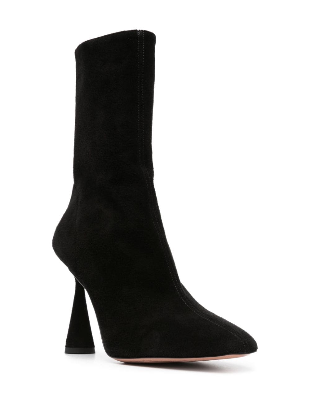 Shop Aquazzura 100mm Pointed Suede Ankle Boots In Black