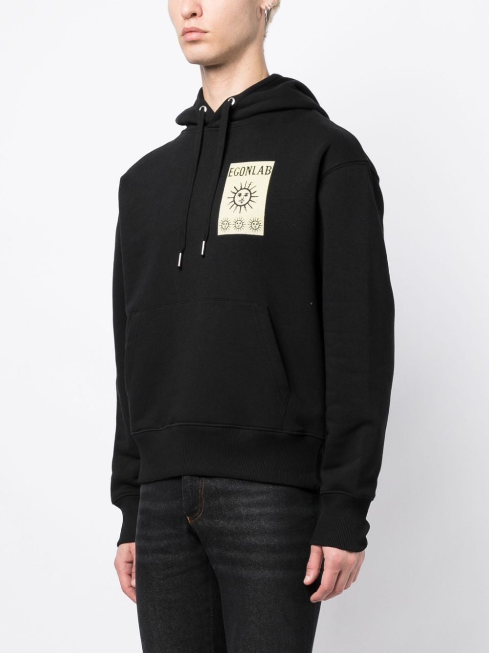 Shop Egonlab Logo-patch Cotton Hoodie In Black