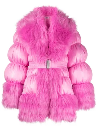Martine Rose Belted Quilted Puffer Coat | Pink | FARFETCH