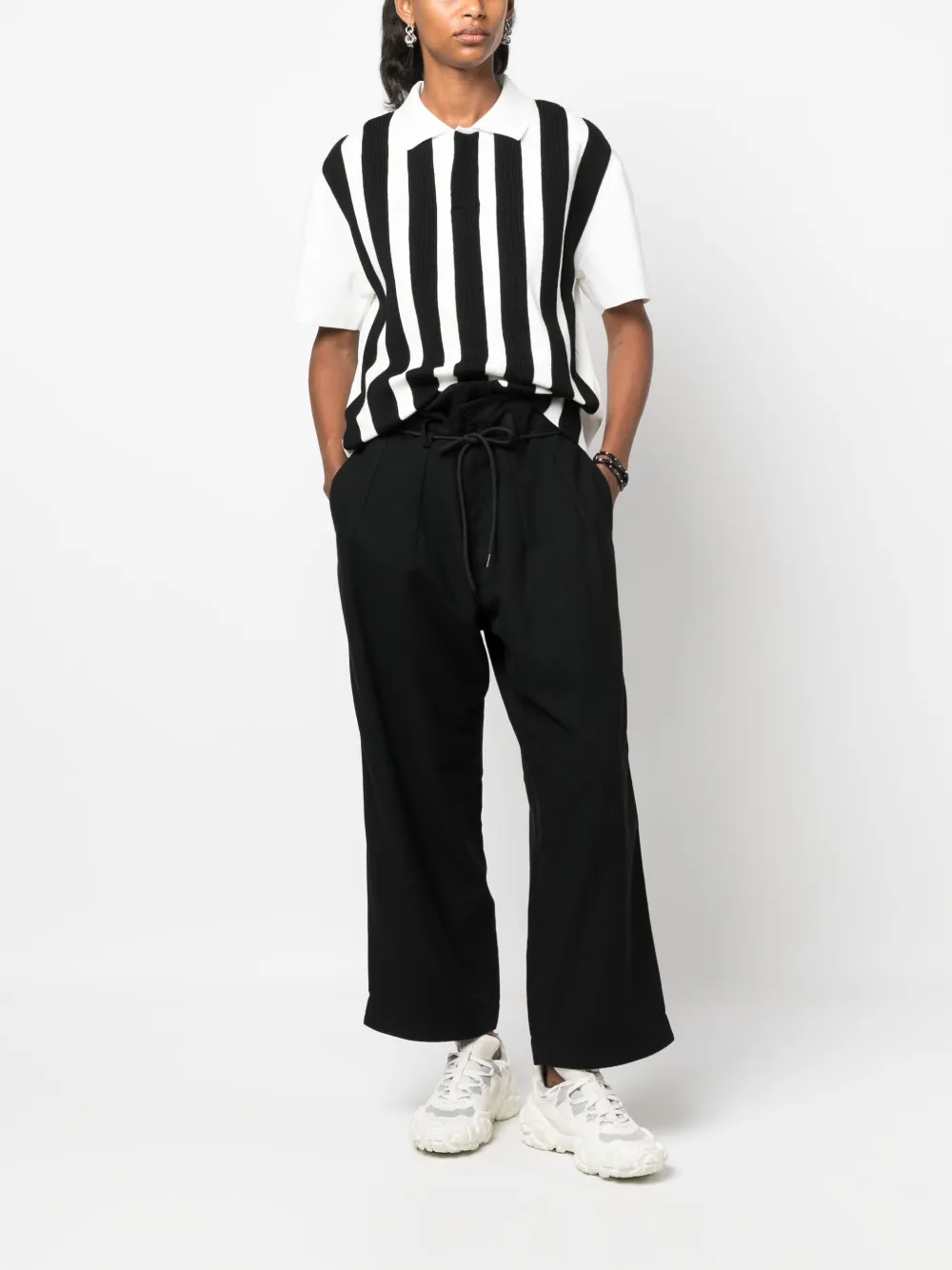 Y-3 Broek met wijde pijpen - Zwart