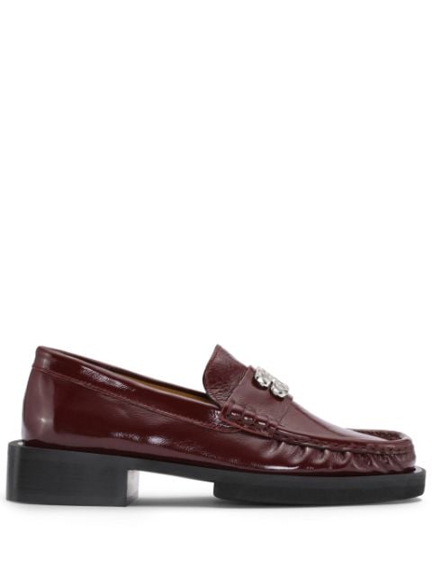 GANNI Butterfly-plaque leather loafers
