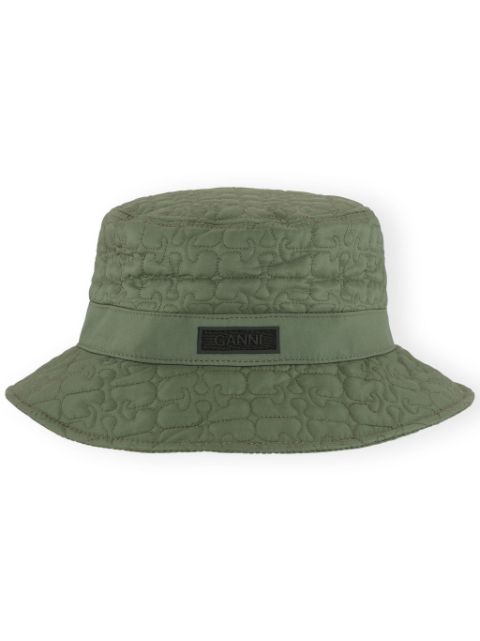 GANNI logo-patch quilted bucket hat Women