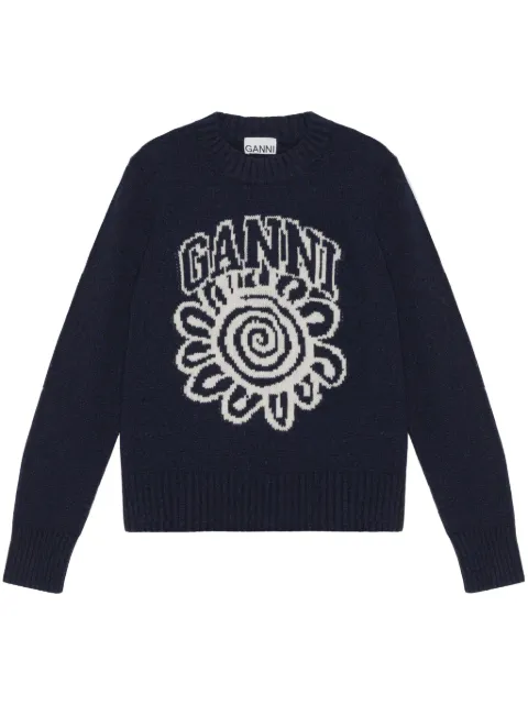 GANNI Pullover mit Intarsien-Logo