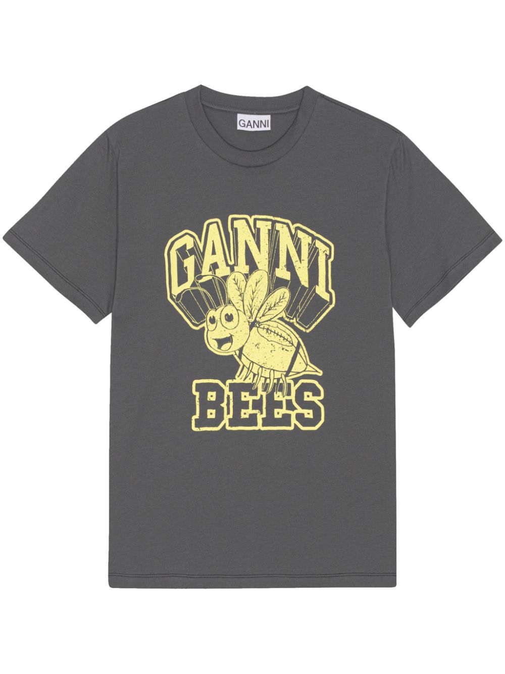 Shop Ganni Bee Logo-print T-shirt In Grey